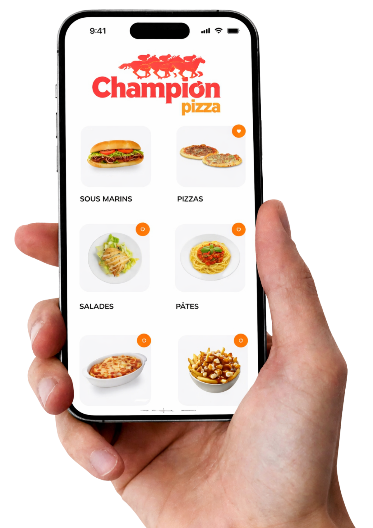 Menu Champion Pizza sur un téléphone